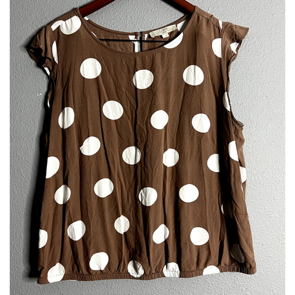 Loft‎ Plus Size 16 Brown Polka Dot Career Business Essential Blouse Pretty Woman - Picture 1 of 10